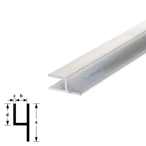 Stoeltjesprofiel Aluminium Brute - 26X 8X15X1.5MM 1M