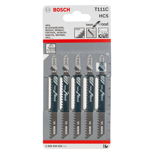 Decoupeerzaagblad Bosch Basic For Wood - T111C 74MM SET à 5 ST