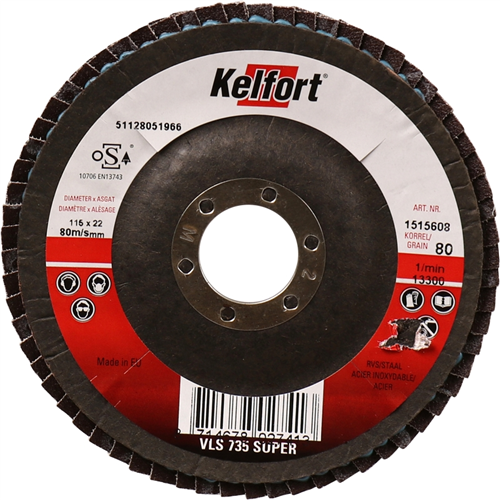 Lamellenslijpschijf Schuin Kelfort - 115X22MM K 80