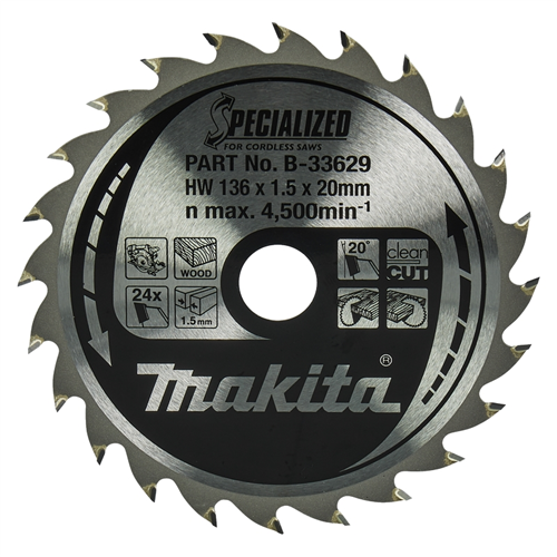 Cirkelzaagblad Makita - 136X1.5X20MM 24T ATAF