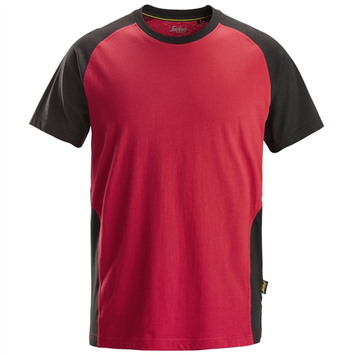 T-Shirt Classic Tweekleurig Snickers - 2550 CHILI ROOD/ZWART L