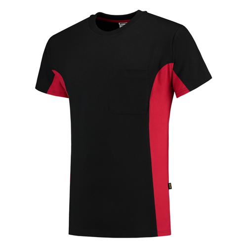 T-Shirt Bicolor Borstzak Tricorp - 102002 ZWART/ROOD XXL