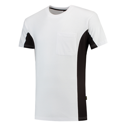 T-Shirt Bicolor Borstzak Tricorp - 102002 WIT/DONKERGRIJS S