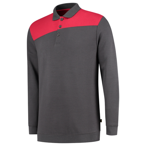 Polosweater Bicolor Naden Tricorp - 302004 DONKERGRIJS/ROOD L