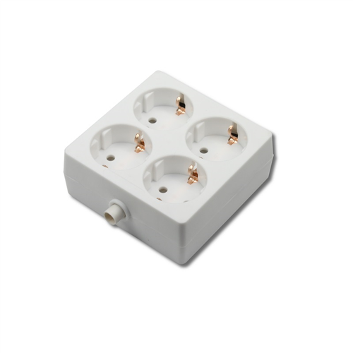 Tafelcontactdoos Vierkant - 4-VOUDIG WIT