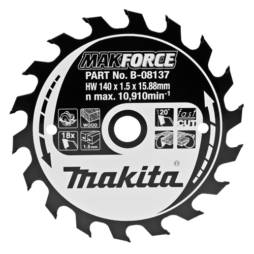 Cirkelzaagblad Hm Makita - 140X1.5X15,88MM 18T ATB
