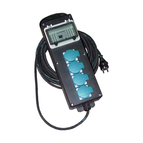 Verdeelblok Volrubber 4-Voudig Met Kabel - 3X1.5MM2 230V 16A  3M
