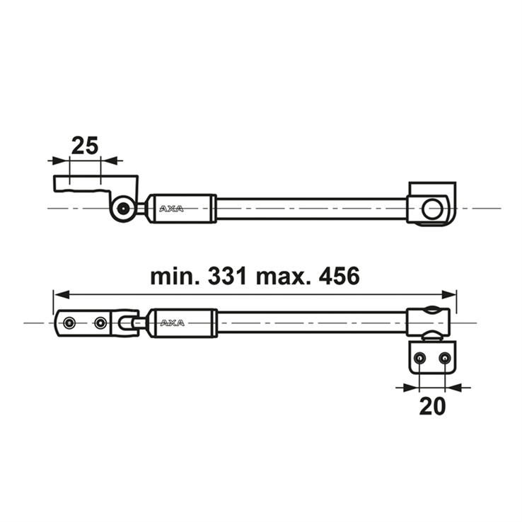 telescoop uitzetter rvs/zwart axa