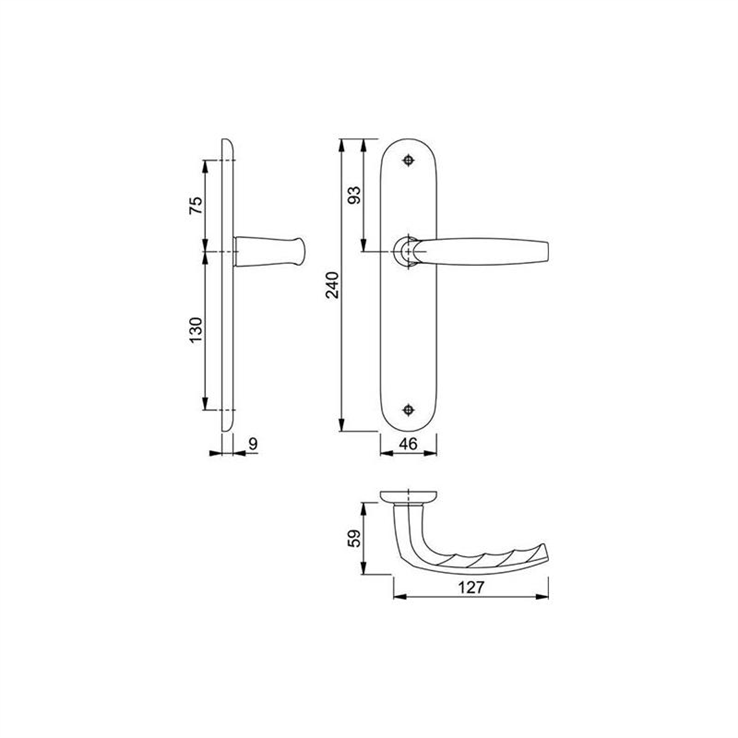 deurkrukgarnituur aluminium f1 hoppe