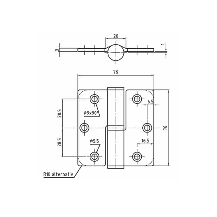 kogelstiftpaumelle rvs bsw