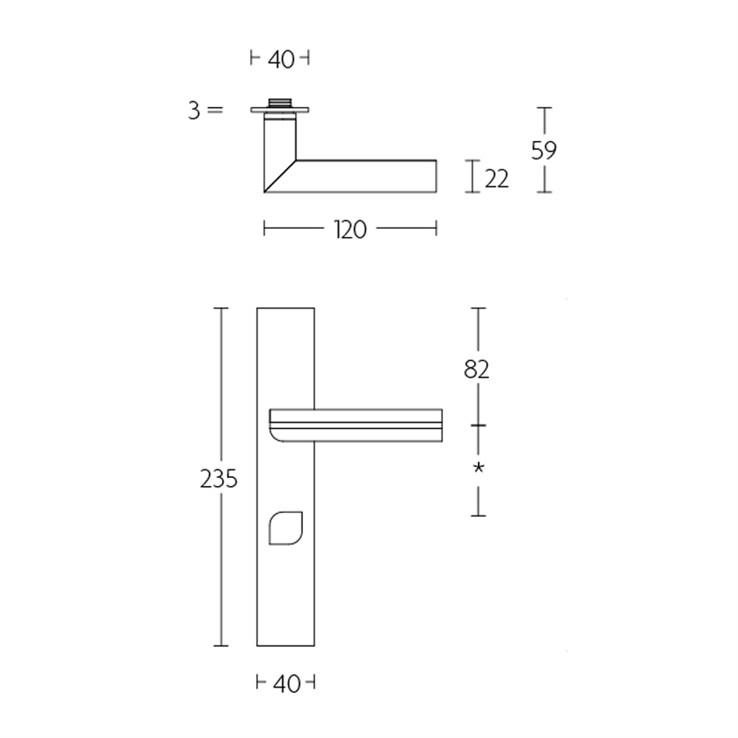 deurkruk rvs/eiken