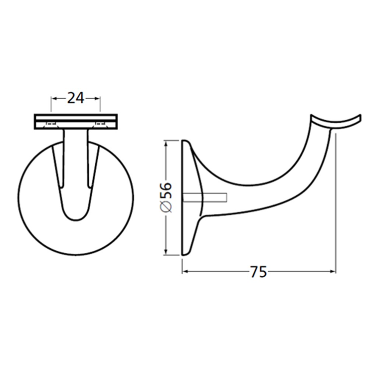 leuninghouder aluminium zwart hermeta