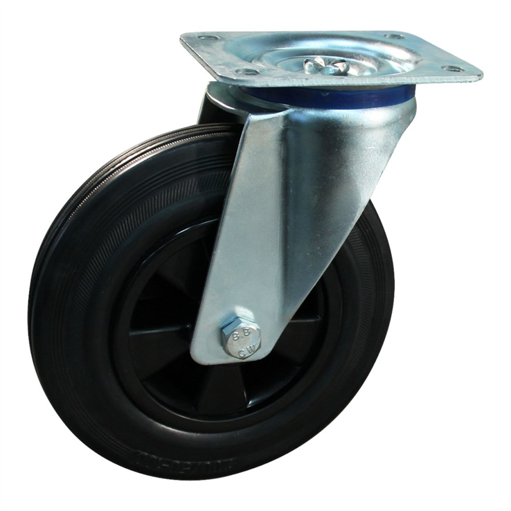 zwenkwiel zwart volrubber