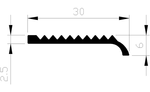 Trapkantprofiel Aluminium Brute - 30X 6X2.5MM 1M