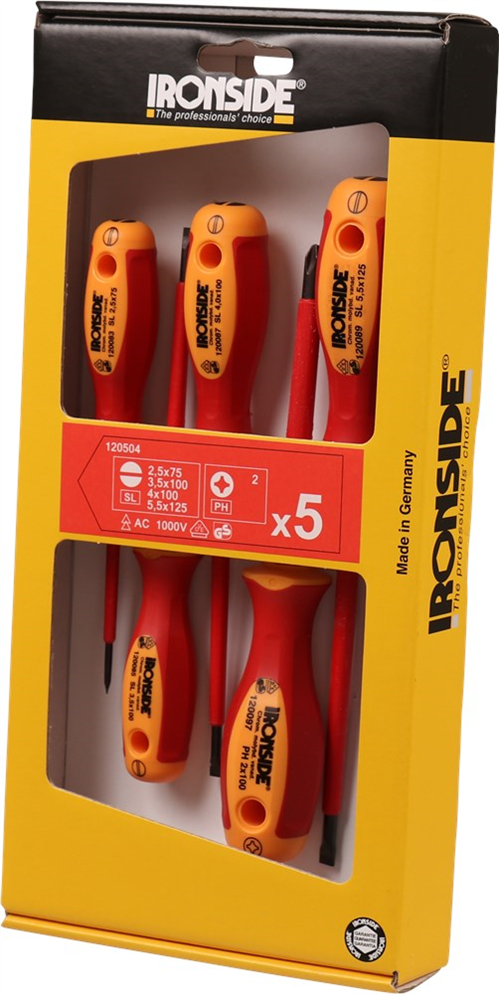 Schroevendraaierset Electricien Ironside - 5-DELIG SL2.5/3.5/4/5.5/PH2