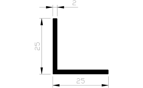 Hoekprofiel Aluminium Brute - 25X25X2.0MM 5M