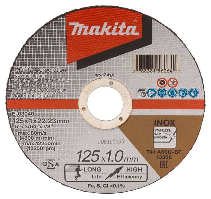 doorslijpschijfset staal/rvs makita