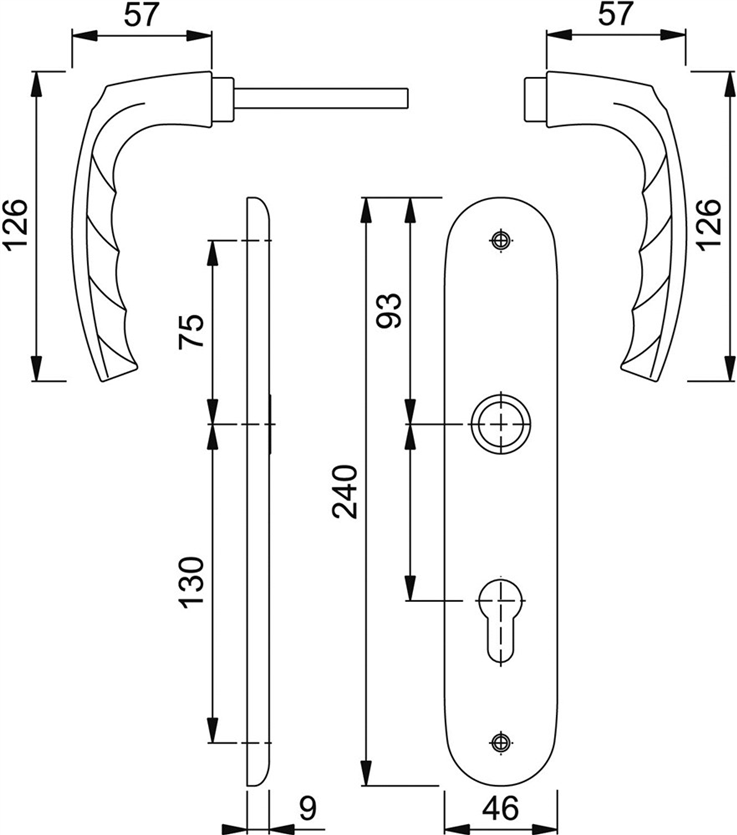 deurkrukgarnituur aluminium f1 hoppe