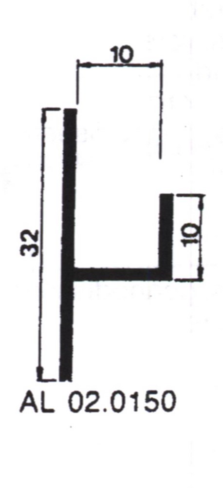 Stoeltjesprofiel Aluminium Brute - 32X10X10X1.5MM 5M