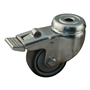 zwenkwiel grijs rubber met gat en rem-2