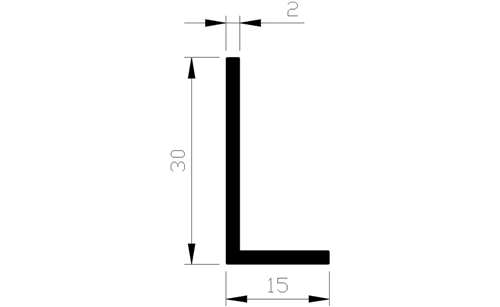 Hoekprofiel Aluminium Brute - 15X30X2.0MM 5M