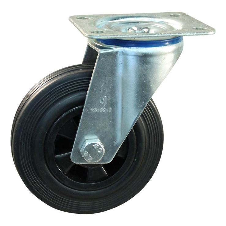 zwenkwiel zwart volrubber