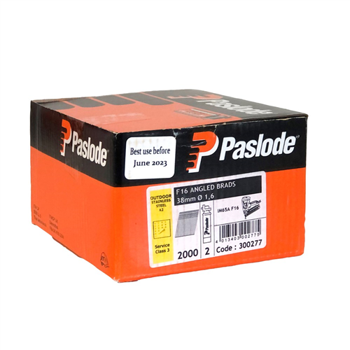 Brads Schuin Rvs A2 Paslode - AF 1.6X38MM