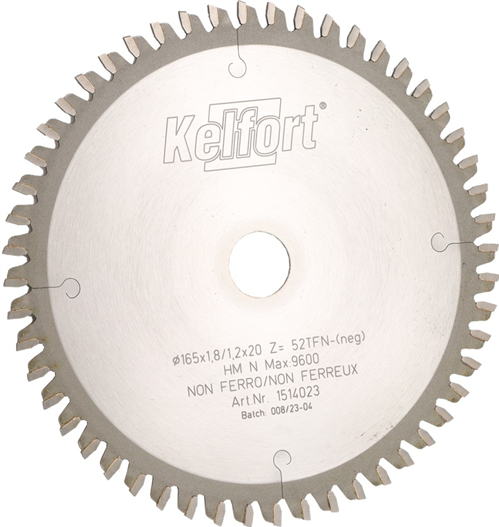Cirkelzaagblad Hm Kelfort - 168X1.8X20MM 52TF NEGATIEF