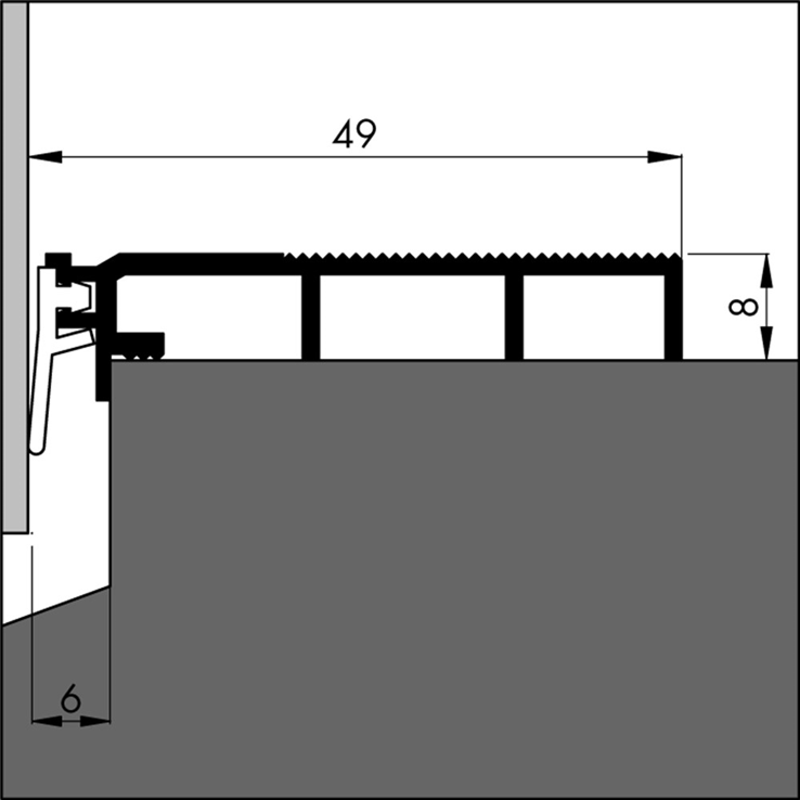 slijtdorpelstrip aluminium ellen met lip