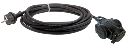 Verdeelblok Rubber 3-Voudig Met Kabel - 'EITJE' 3X1.5MM2 230V IP54  5M