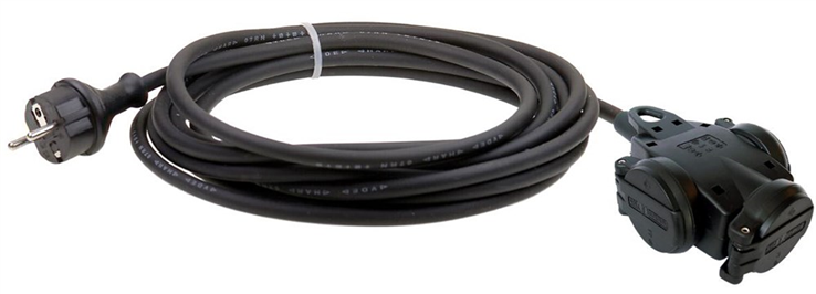 verdeelblok rubber 3-voudig met kabel