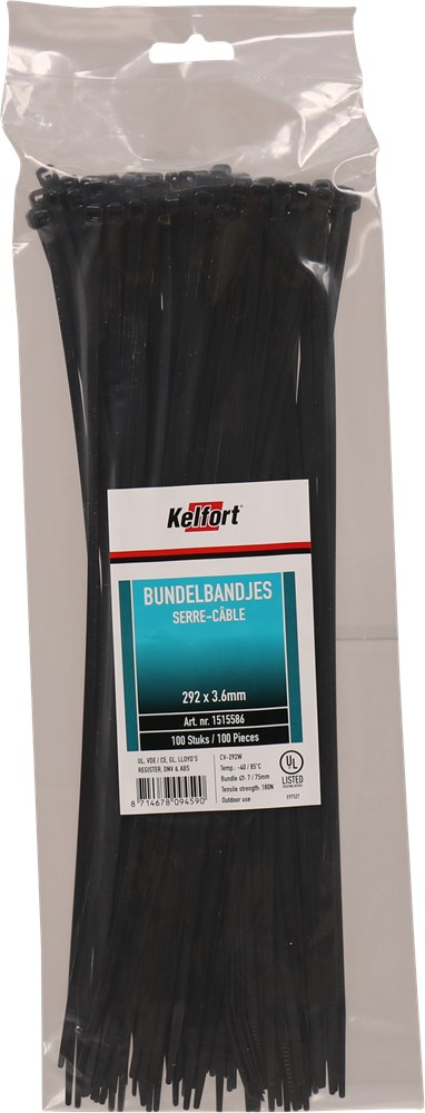 kabelbindband zwart kelfort