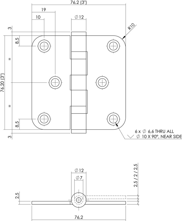 kogellagerscharnier zwart intersteel