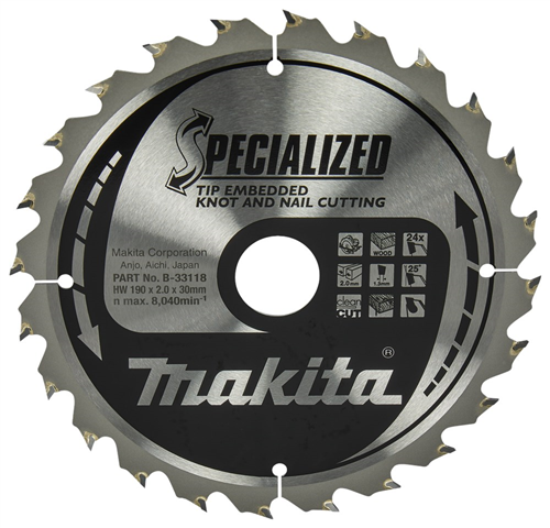 Cirkelzaagblad Hm Makita - 190X2X30MM 24T ATB