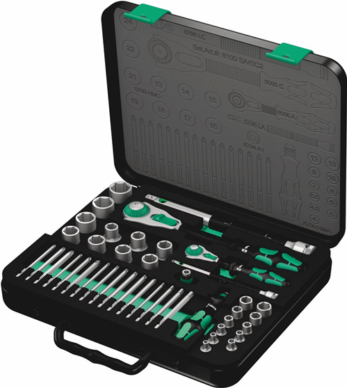 Dopsleutelset Zyklop Speedratel Wera - 42-DELIG 8100 1/4'' + 1/2''