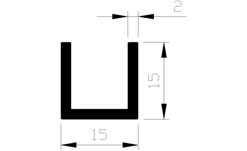 U-Profiel Aluminium Brute - 15X15X15X2.0MM 5M