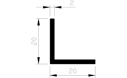 Hoekprofiel Aluminium Brute - 20X20X2.0MM 5M