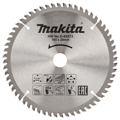 Cirkelzaagblad Hm Makita - 165X2.2X20MM 60T TCG