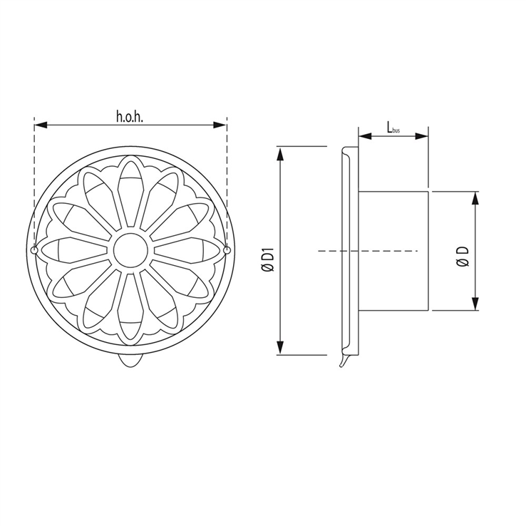 ventilatierooster aluminium brons weha