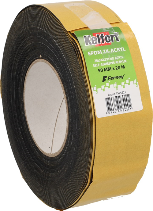Stroken Epdm Folie Zwart Kelfort Acryl - ZK-A  50X0.5MM 20M BINNENBLAD/KOZIJN