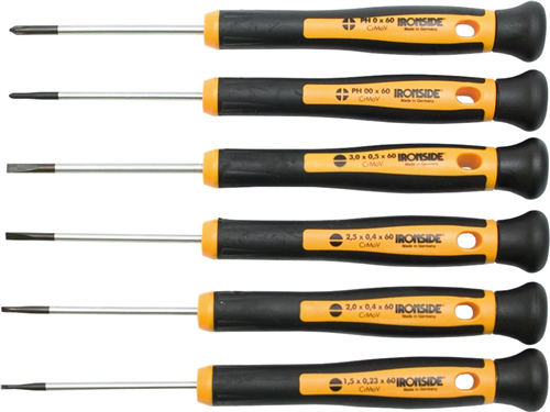 Schroevendraaierset Precisie Ironside - 6-DELIG 4XSLEUF/PH00/PH0