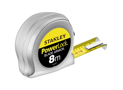 Rolbandmaat Stanley Powerlock - BLADE ARMOR  8M 25MM ZILVER