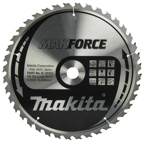 Cirkelzaagblad Hm Makita - 355X3X30MM 40T ATB