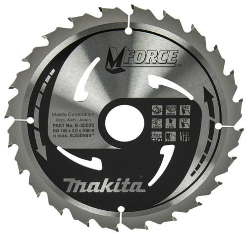Cirkelzaagblad Hm Makita - 185X2X30MM 24T M-FORCE