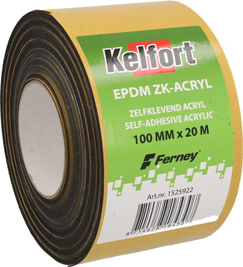 Stroken Epdm Folie Zwart Kelfort Acryl -  100X0.5MM 20M BUITEN/DROOG