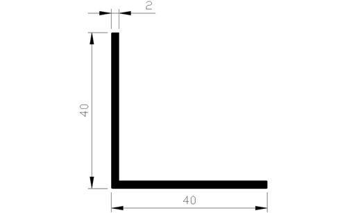 Hoekprofiel Aluminium Brute - 40X40X2.0MM 5M