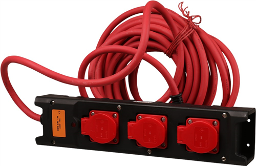 Verdeelblok Nylon 3-Voudig Met Kabel - 3X2.5MM2 230V 16A IP44 10M