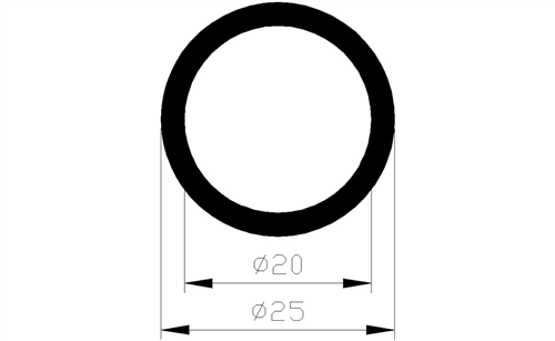 Buis Rond Aluminium Brute - 25X2.1MM 2M