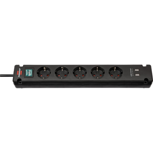 Tafelcontactdoos Met Snoer 3.0M - 5-VOUDIG/2-USB ZWART