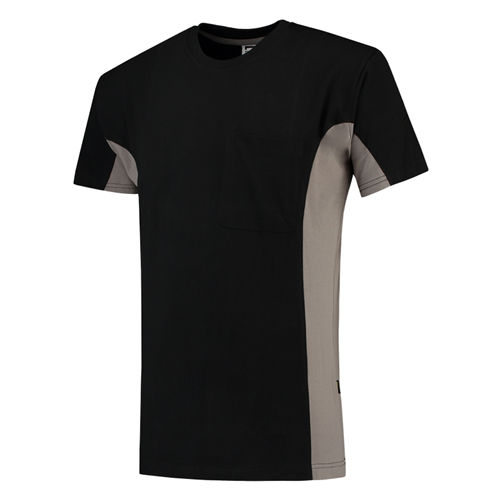 T-Shirt Bicolor Borstzak Tricorp - 102002 ZWART/GRIJS XL